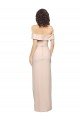 Affordable Off the Shoulder Long Formal Crepe Bridesmaid Dress / Prom Dress with Waist Tie and Slit UK