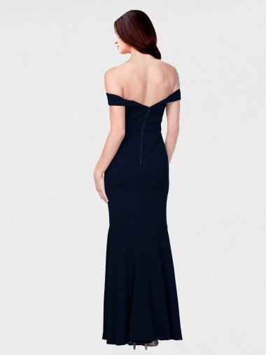 Affordable Mermaid Off the Shoulder Long Formal Crepe Bridesmaid Dress / Prom Dress with Low Back UK