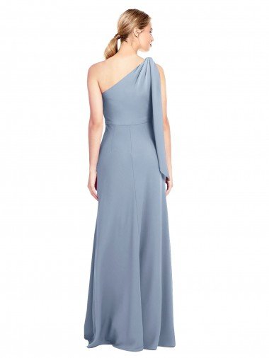 Affordable Draped Flutter Sleeves One Shoulder Stretch Formal Crepe Bridesmaid Dress / Prom Dress UK