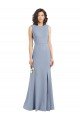 Affordable Boat Neckline and Sleek Fit and Flare Crepe Bridesmaid Dress with Keyhole Back UK