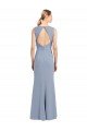 Affordable Boat Neckline and Sleek Fit and Flare Crepe Bridesmaid Dress with Keyhole Back UK