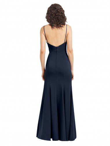 Affordable Fit and Flare Scoop Neck Long Sleeveless Stretch Formal Crepe Bridesmaid Dress / Prom Dress UK