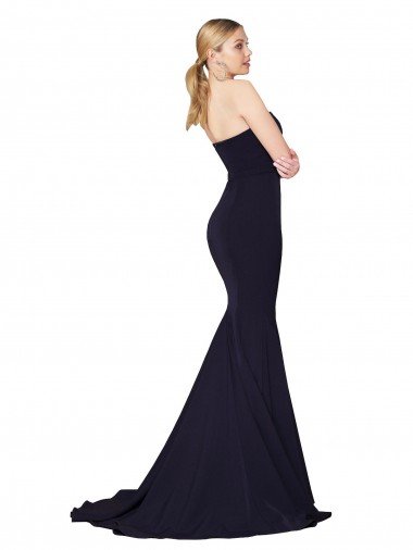 Affordable Sweetheart High Neck Sweep Train Sleeveless Formal Crepe Bridesmaid Dress / Prom Dress UK