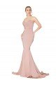 Affordable Sweep Train Sweetheart Long Mermaid Formal Crepe Bridesmaid Dress / Prom Dress Low Back UK