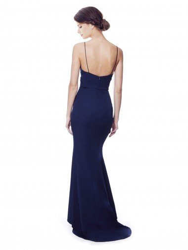 Affordable Deep V-Neck Spaghetti Straps Mermaid Formal Crepe Bridesmaid Dress / Prom Dress UK