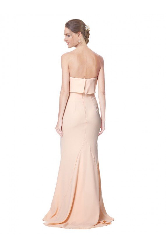 Affordable High Neck Strapless Long Formal Crepe Maxi Bridesmaid Dress / Prom Dress with Overlay UK