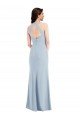 Affordable Open Back Halter Maxi Formal Crepe Bridesmaid Dress / Prom Dress with Draped Bow UK