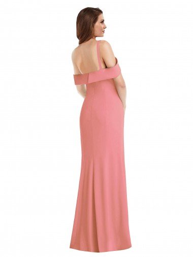 Affordable One Shoulder Draped Cuff Maxi Bridesmaid Dress / Prom Dress with Front Slit UK