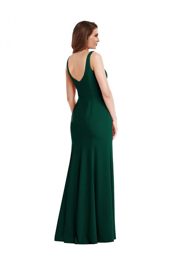 Affordable Square Neck Trumpet Maxi Bridesmaid Dress / Prom Dress with Front Slit UK