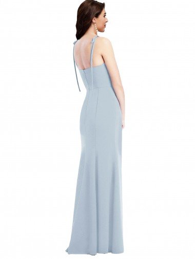 Affordable Bustier Style Crepe Bridesmaid Dress / Prom Dress with Bow Straps UK