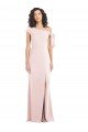 Affordable Off the Shoulder Tie Detail Trumpet Formal Crepe Bridesmaid Dress / Prom Dress with Front Slit UK