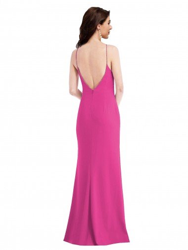 Affordable Open Back High Neck Halter Trumpet Formal Crepe Bridesmaid Dress / Prom Dress UK