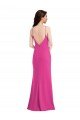 Affordable Open Back High Neck Halter Trumpet Formal Crepe Bridesmaid Dress / Prom Dress UK