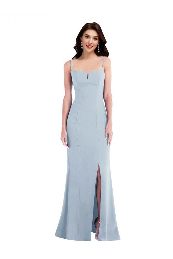 Affordable Flattering Trumpet Maxi Formal Crepe Bridesmaid Dress / Prom Dress with Front Slit UK