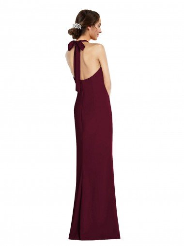 Affordable Tie Halter Open Back Trumpet Bridesmaid Dress / Prom Dress UK