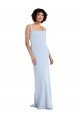 Affordable Slim Square Neck Fit and Flare Full Length Stretch Crepe Bridesmaid Dress / Prom Dress UK