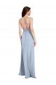 Affordable Fit and Flare High Neck Formal Crepe Bridesmaid Dress / Prom Dress with Side Slit UK