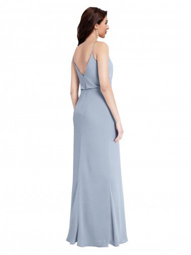 Affordable Draped Cowl Neck Long Formal Crepe Bridesmaid Dress / Prom Dress with Spaghetti Straps UK