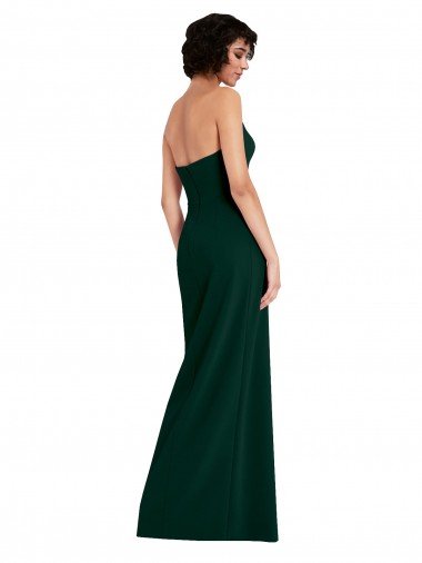 Affordable Scooped Strapless Neckline Formal Crepe Bridesmaid Dress / Prom Dress with Side Slit UK