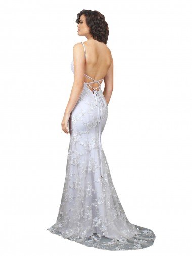 Affordable V-Neckline Backless Floral Patterned Sequin Formal Bridesmaid Dress / Prom Dress UK