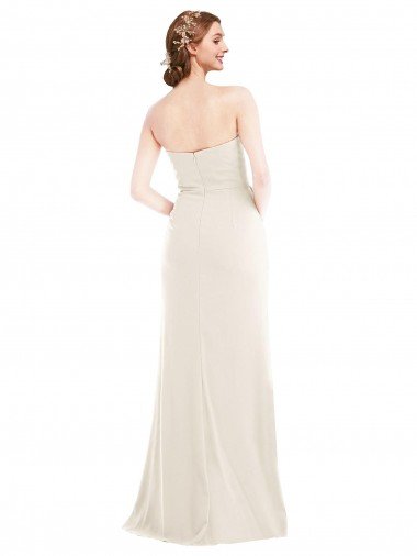 Affordable Long Strapless Tuxedo Maxi Bridesmaid Dress / Prom Dress with Front Slit UK