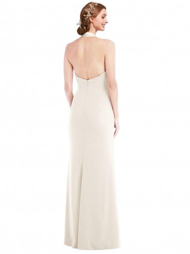 Affordable Halter Tuxedo Maxi Bridesmaid Dress / Prom Dress with Front Slit UK