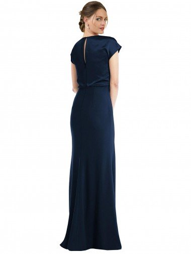 Affordable Soft Bow Blouson Bodice Trumpet Formal Crepe Bridesmaid Dress / Prom Dress UK