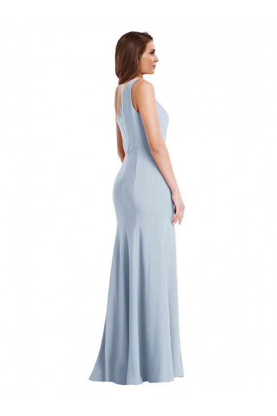 Affordable Bold One Shoulder Trumpet Maxi Formal Crepe Bridesmaid Dress / Prom Dress UK