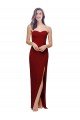 Affordable Straight Pencil Skirt Long Sweetheart Formal Crepe Bridesmaid Dress / Prom Dress with High Side Split UK