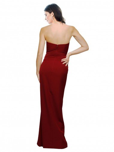 Affordable Straight Pencil Skirt Long Sweetheart Formal Crepe Bridesmaid Dress / Prom Dress with High Side Split UK