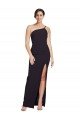 Affordable Long Floor Length Formal Crepe Bridesmaid Dress / Prom Dress with Side Split and One Strap UK
