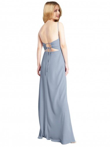 Affordable Straight Neckline Crepe Slip Bridesmaid Dress / Prom Dress with Strappy Back UK