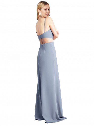 Affordable Feminine Scoop Neckline Long Crepe Slip Bridesmaid Dress / Prom Dress  UK