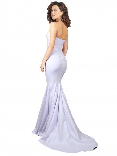 Affordable Simple Long Strapless Sweetheart Mermaid Crepe Beach Wedding Dress UK