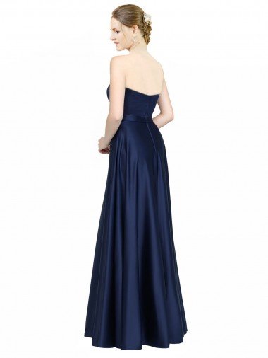 Affordable Floor Length Sweetheart Neckline Formal Stretch Satin Bridesmaid Dress with Belt UK