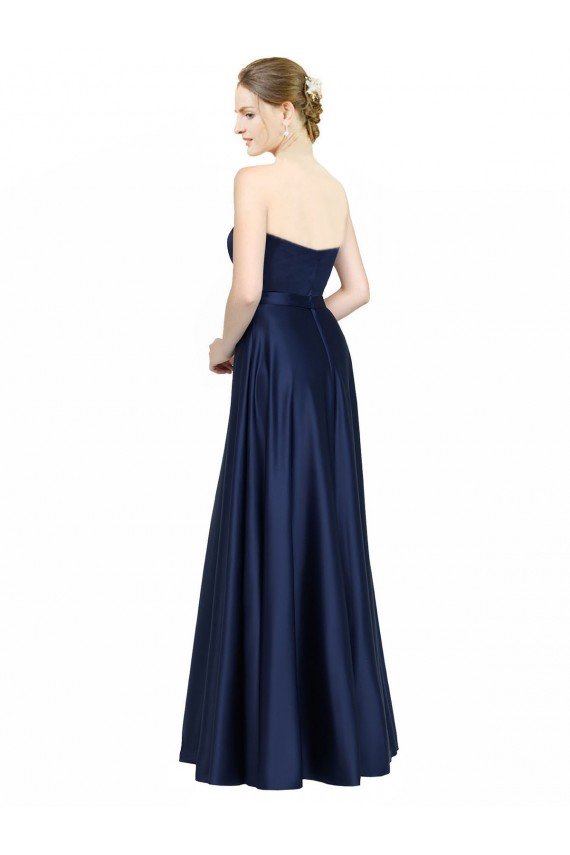 Affordable Floor Length Sweetheart Neckline Formal Stretch Satin Bridesmaid Dress with Belt UK