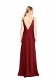 Affordable Floor Length Deep V-Back Formal Stretch Satin Bridesmaid Dress / Prom Dress with Front Slit UK