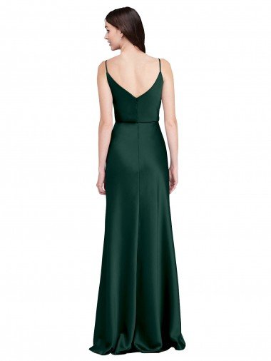 Affordable Fitted Cowl Neck Long Formal Stretch Satin Slip Bridesmaid Dress / Prom Dress with V-Back UK