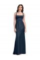 Affordable Square Neck A-Line Long Formal Stretch Satin Bridesmaid Dress / Prom Dress with Wide Straps UK