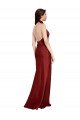 Affordable Backless Halter Long Formal Stretch Satin Bridesmaid Dress / Prom Dress UK