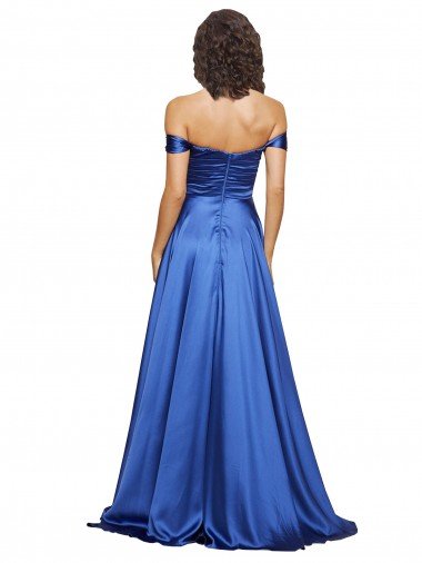 Affordable Ball Gown Off the Shoulder Sweetheart Formal Stretch Satin Bridesmaid Dress / Prom Dress UK