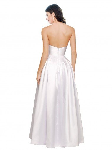 Affordable Full Length Strapless V-Cutout Formal Stretch Satin Bridesmaid Dress / Prom Dress UK