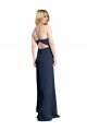 Affordable Halter Neckline Long Formal Stretch Satin Bridesmaid Dress / Prom Dress with Strappy Back and Side Slit UK