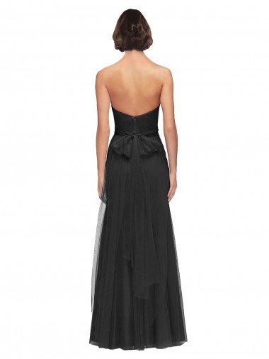 Affordable Long Tulle Bridesmaid Dress with Sweetheart Neckline and Belt UK