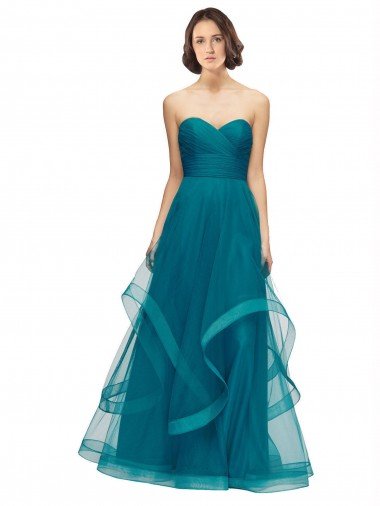 Affordable Sweetheart Tulle Bridesmaid Dress with Wide Waistband UK