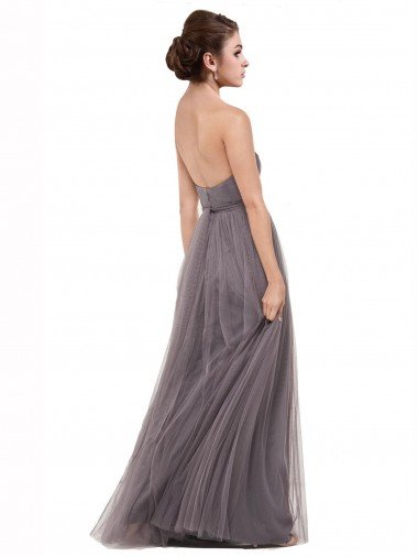Affordable Strapless Tulle Bridesmaid Dress with Waistband UK