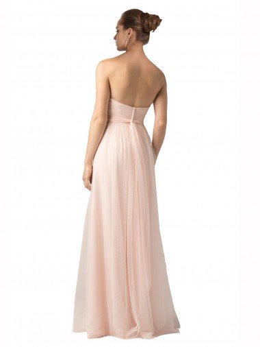 Affordable Sweetheart A-Line Tulle Bridesmaid Dress with Shirred Bodice UK