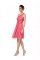 Affordable One Shoulder Short Knee Length Tulle Bridesmaid Dress UK