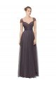 Affordable Sweetheart Neckline Long Tulle Bridesmaid Dress with Straps UK
