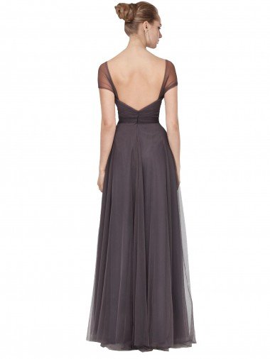 Affordable Sweetheart Neckline Long Tulle Bridesmaid Dress with Straps UK